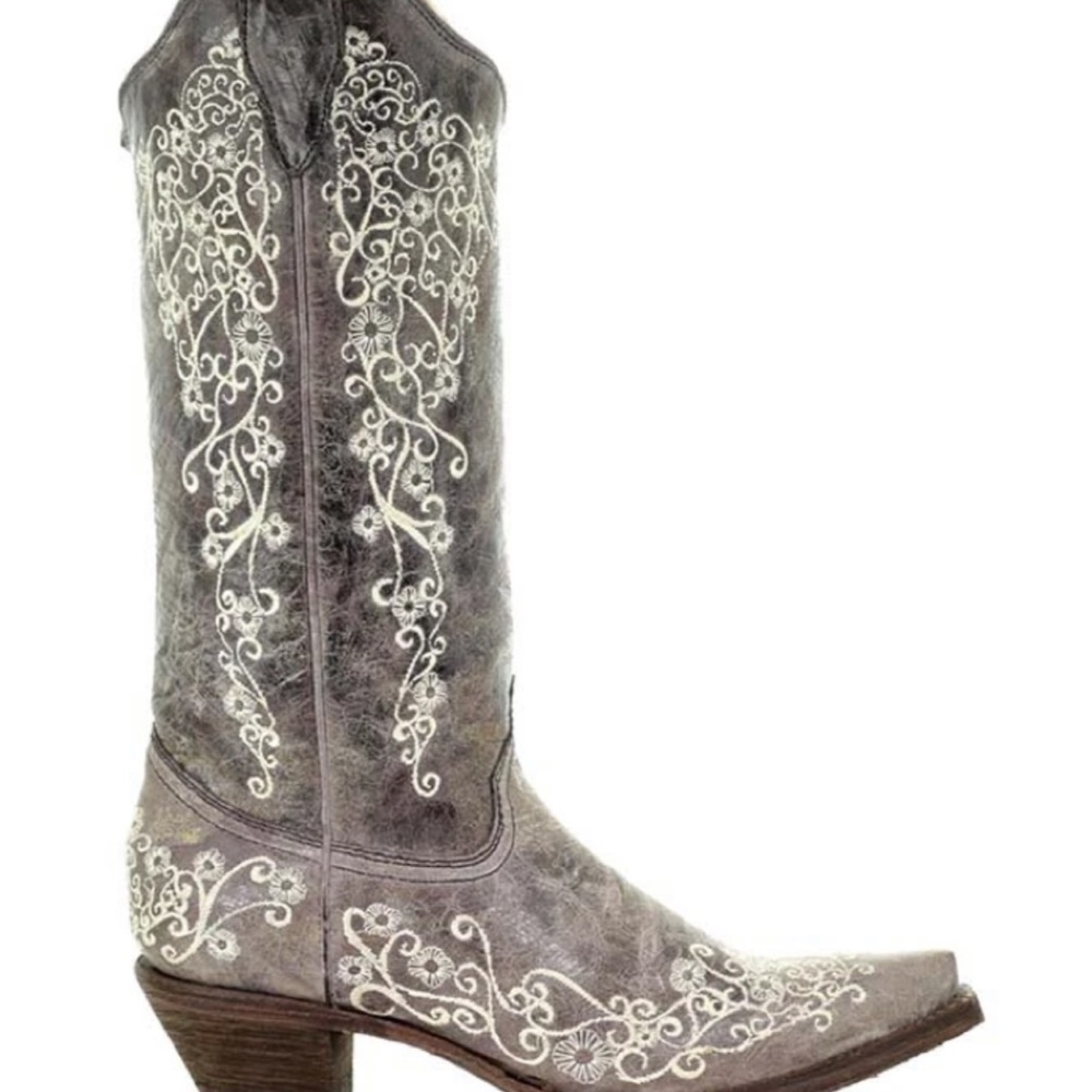 Brown Crater Bone Embroidery Boots